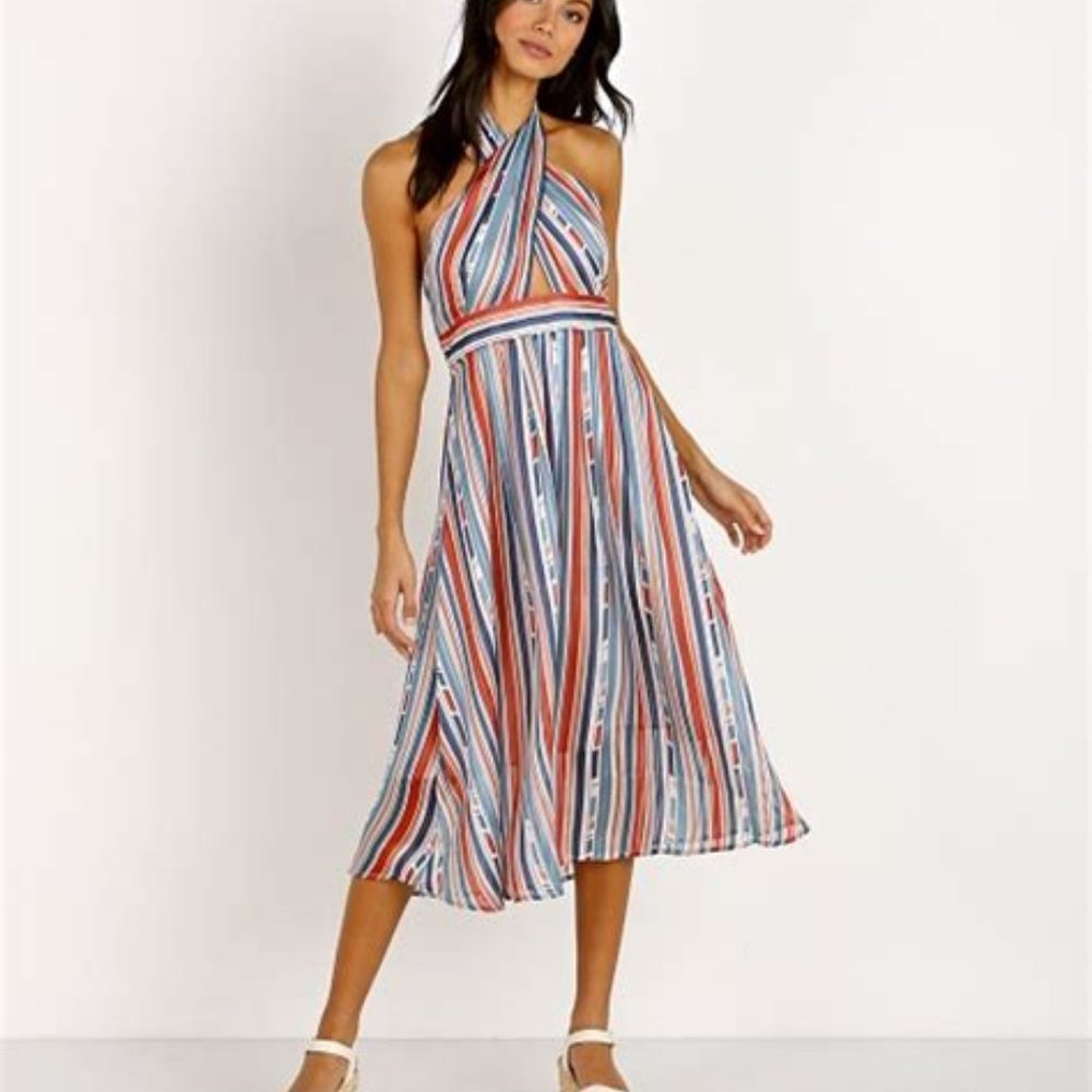 ASTR the Label Gemma Dress - Geo Stripe, Med - NWT